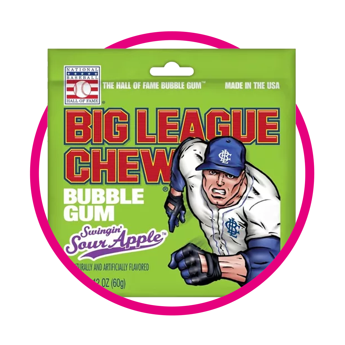 BIG LEAGUE SOUR APPLE BUBBLE GUM BOLSA 60G