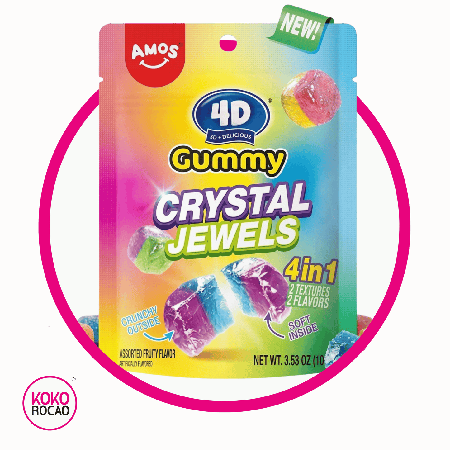 AMOS 4D CRYSTAL JEWELS GUMMY  BOLSA 100GR