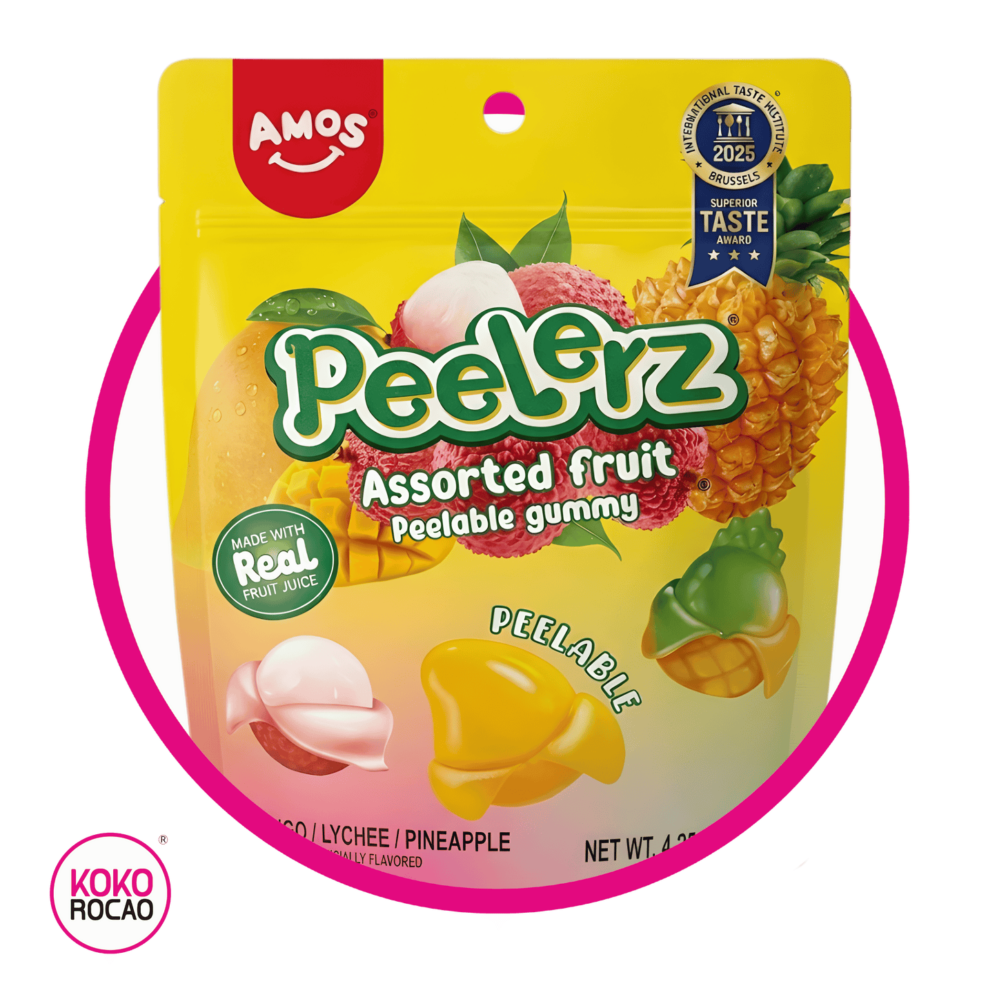 AMOS PEELERZ ASSORTED FRUIT GUMMY BOLSA 120 GR