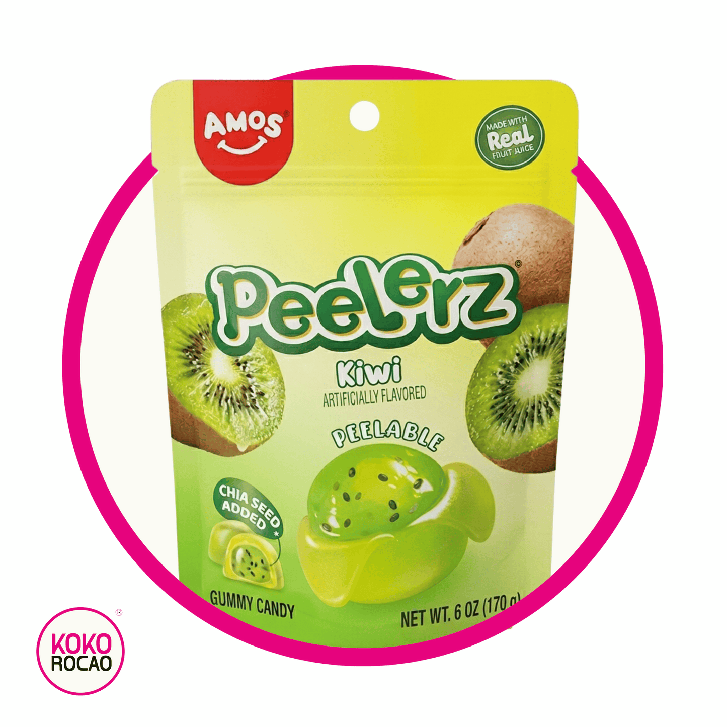 AMOS PEELERZ KIWI GUMMY BOLSA 170GR