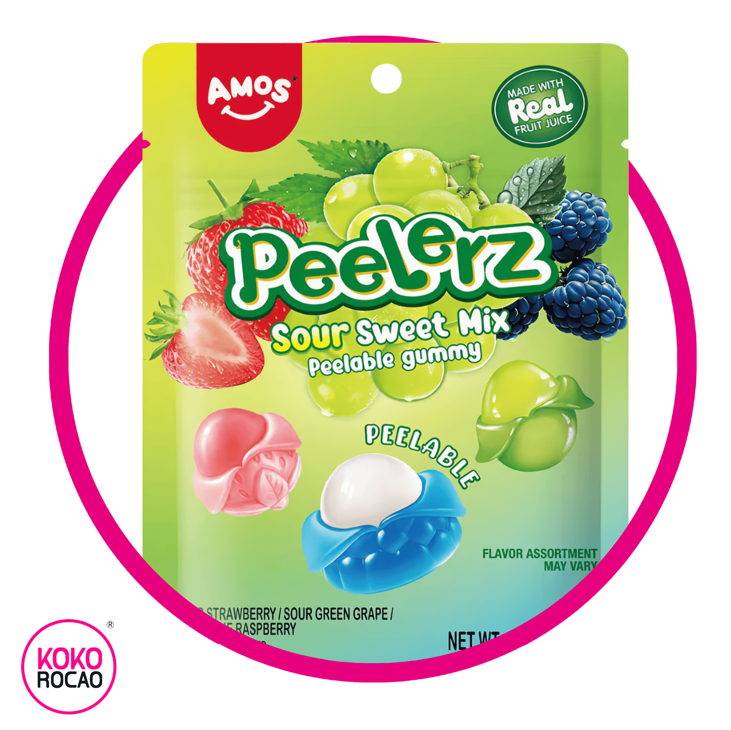 AMOS PEELERZ SOUR SWEET MIX GUMMY BOLSA 120GR