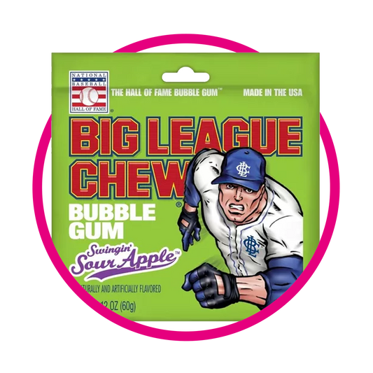 BIG LEAGUE SOUR APPLE BUBBLE GUM BOLSA 60G