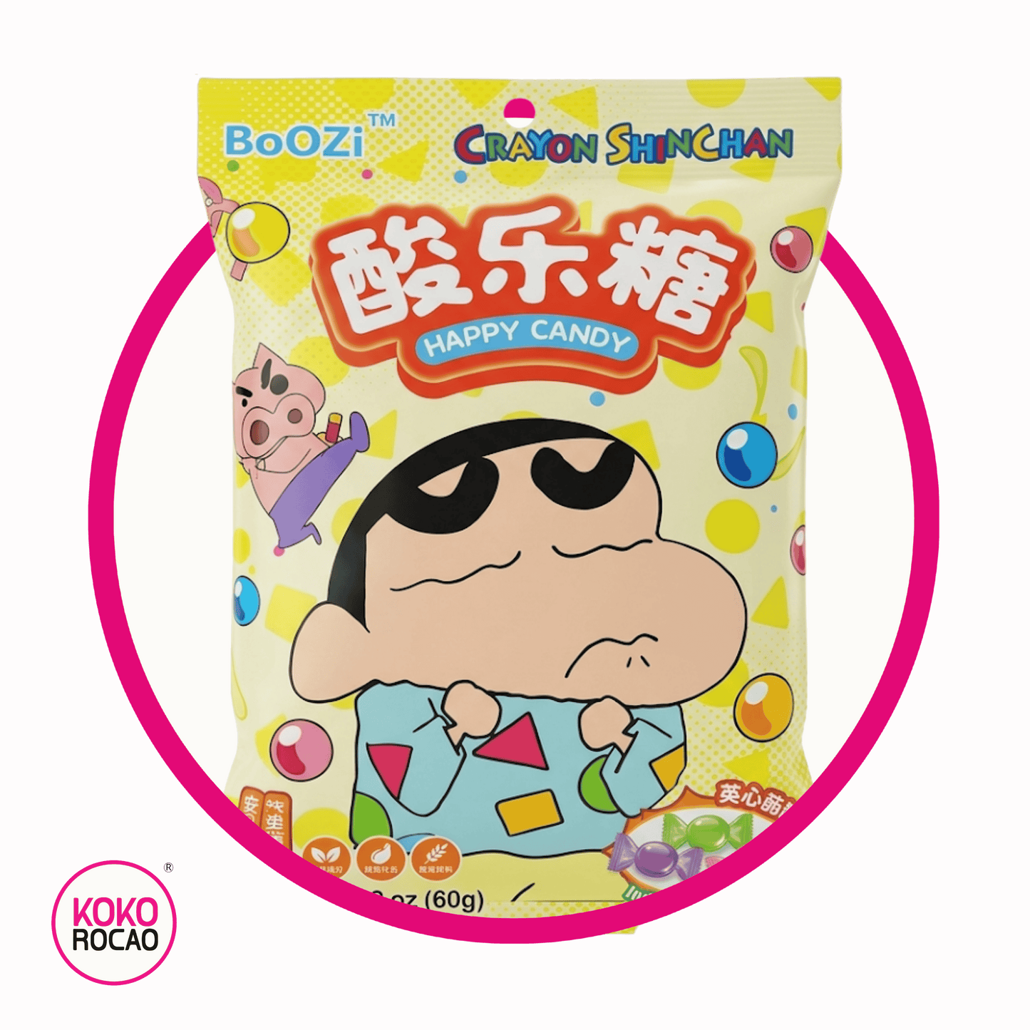 BOOZI CRAYON SHINCHAN HAPPY CANDY BOLSA 88GR LIMON