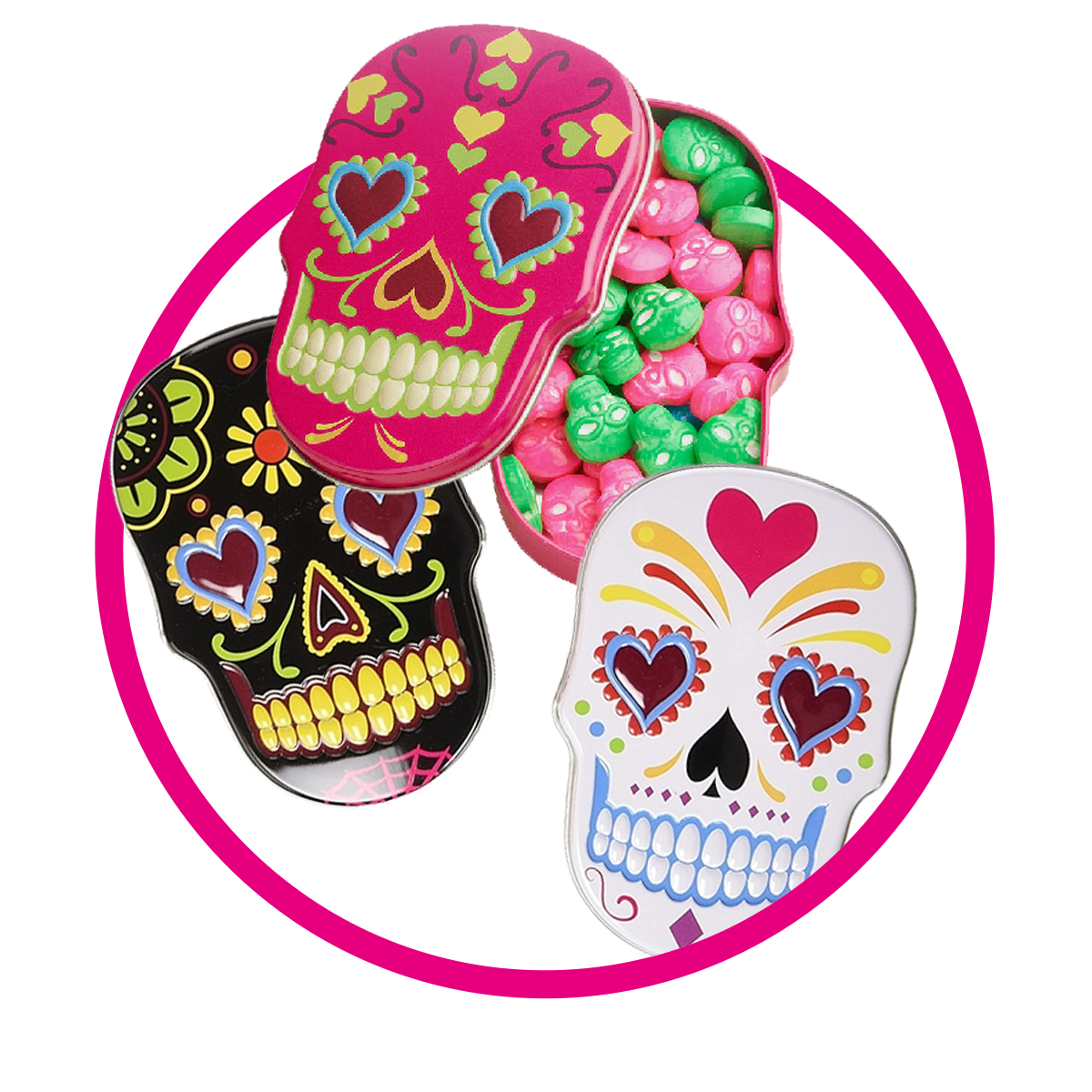 BOSTON AMERICA SUGAR SKULLS PILL BOX CAJA 39.6GR