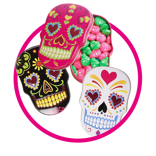 BOSTON AMERICA SUGAR SKULLS PILL BOX CAJA 39.6GR