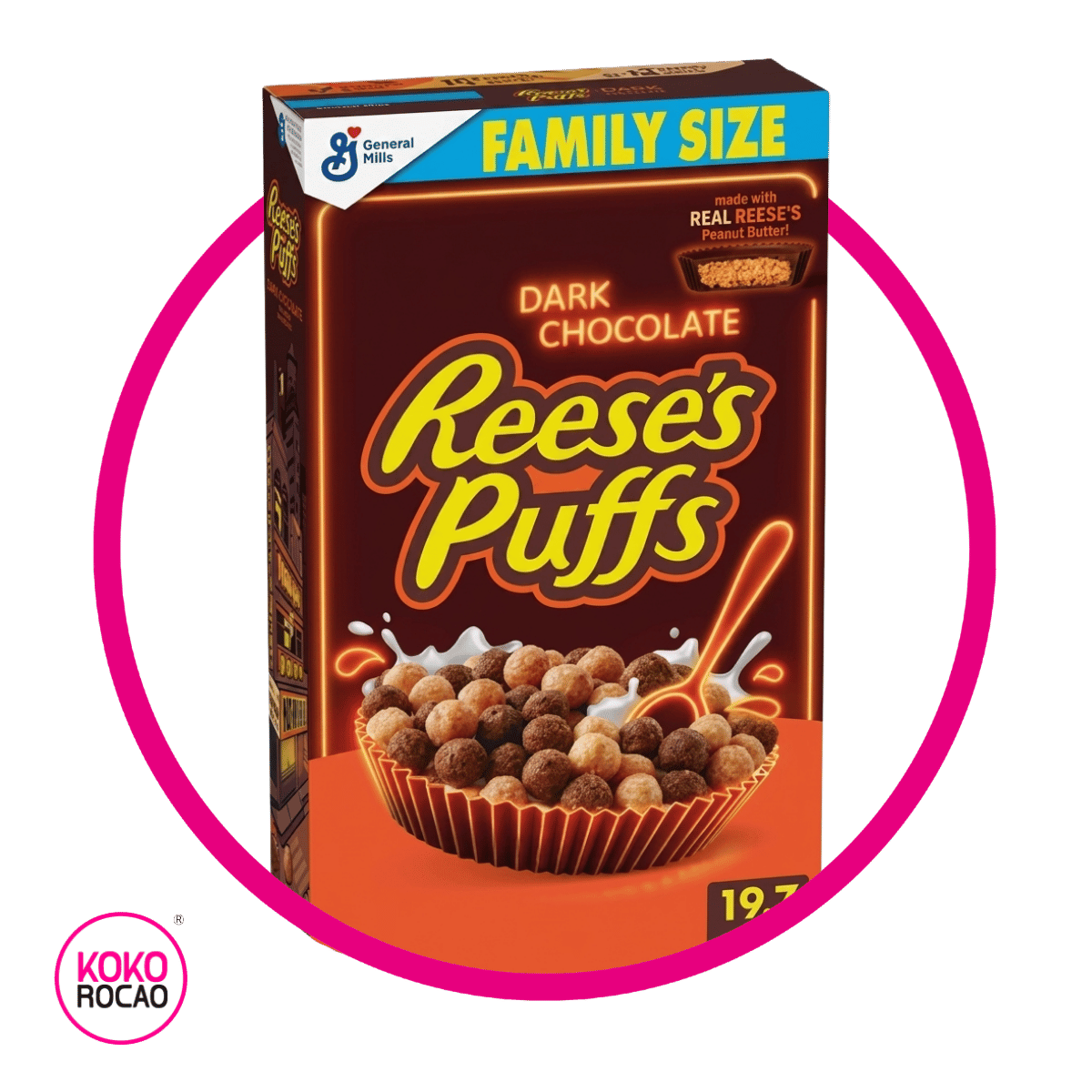 GENERAL MILLS REESES PUFFS DARK CEREAL CAJA 558GR