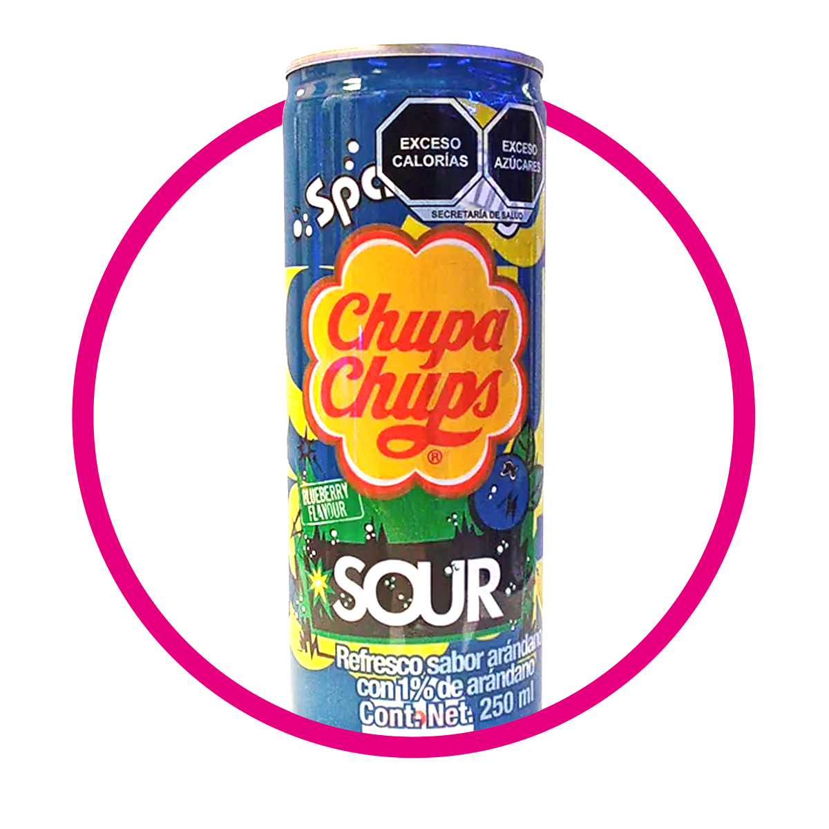 CHUPA CHUPS BLUEBERRY SOUR SODA LATA 250ML $&