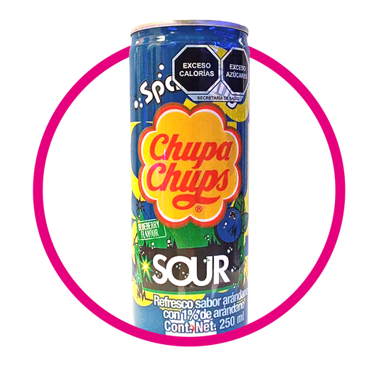 CHUPA CHUPS BLUEBERRY SOUR SODA LATA 250ML $&