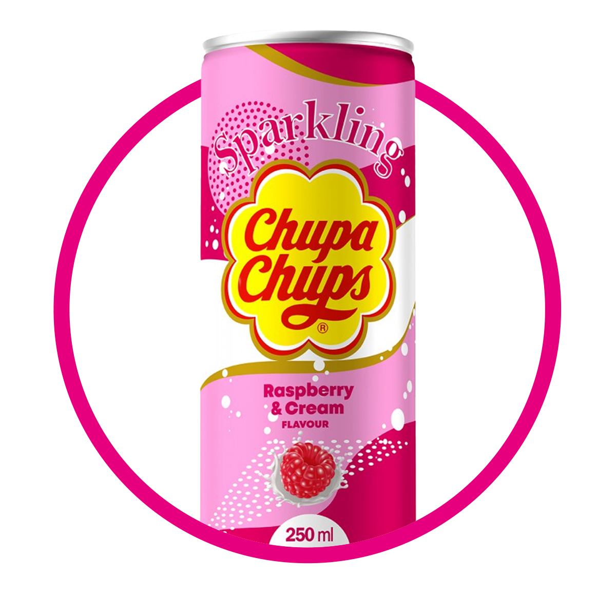 CHUPA CHUPS RASPBERRY&CREAM SODA LATA 250ML