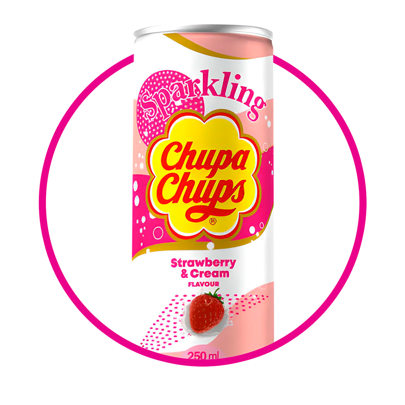 CHUPA CHUPS STRAWBERRY&CREAM SODA LATA 250ML