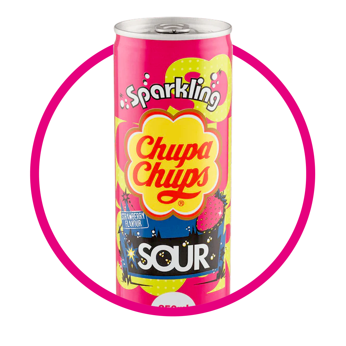 CHUPA CHUPS STRAWBERRY SOUR SODA LATA 250 ML