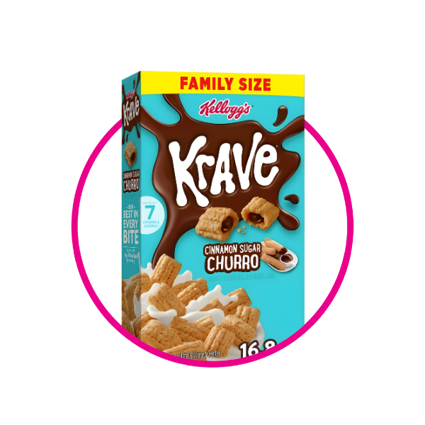 KELLOGGS KRAVE CINNAMON SUGAR CHURRO CEREALS CAJA 4765GR
