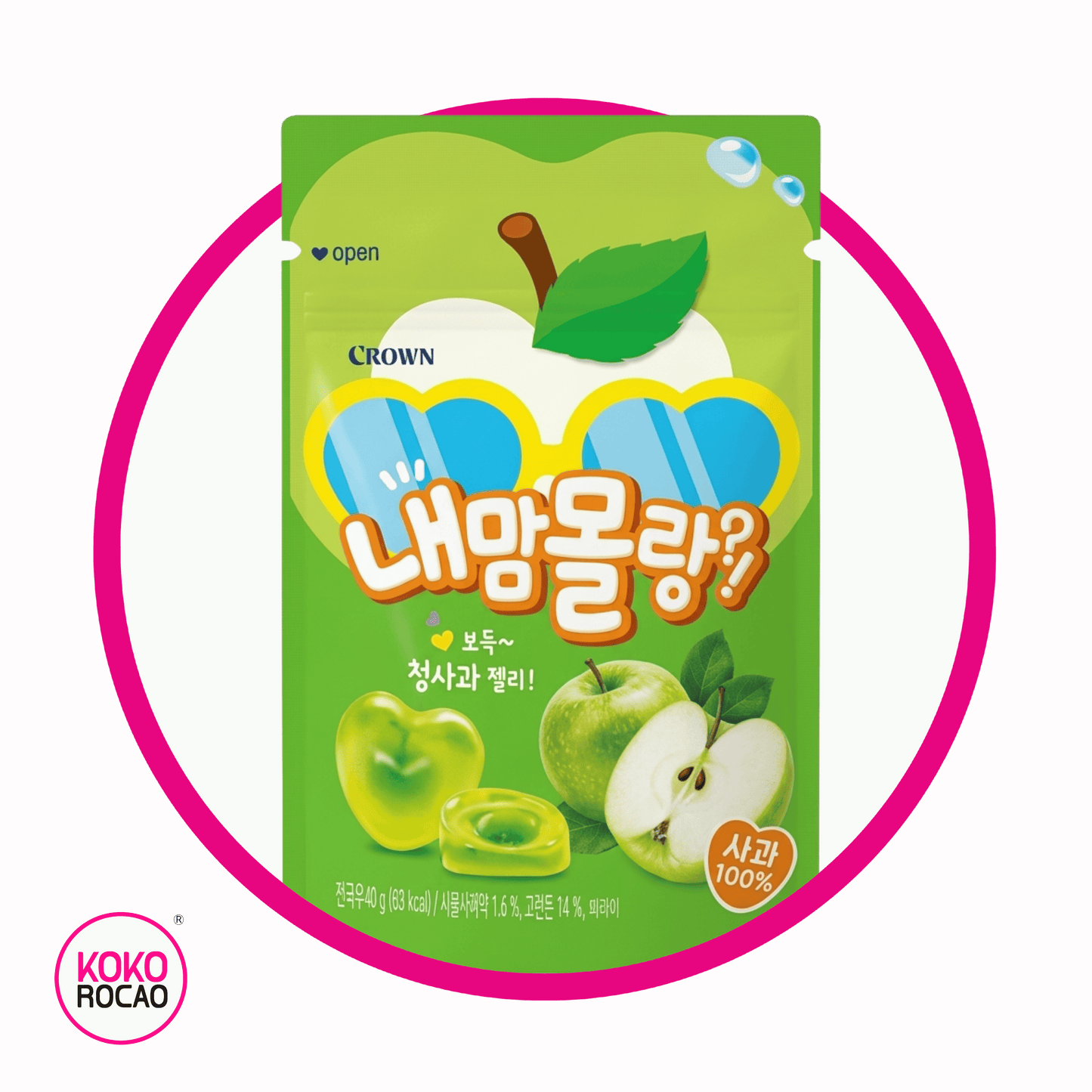 CROWN GREEN  APPLE GUMMY BOLSA GR