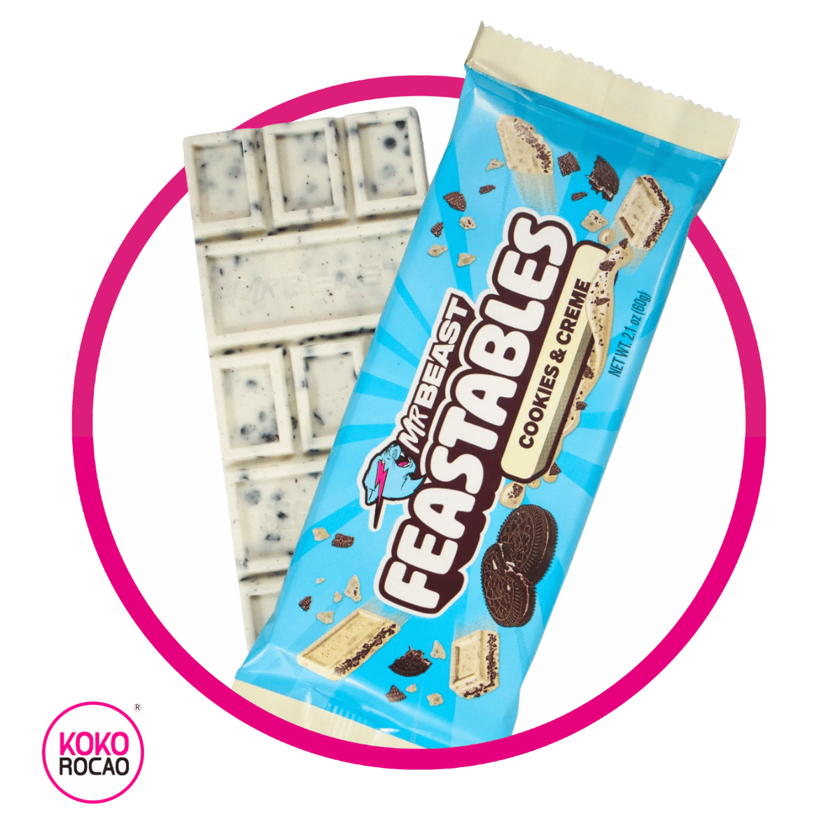 FEASTABLES MR BEAST COOKIES AND CREAM CHOCOLATE PIEZA 60GR
