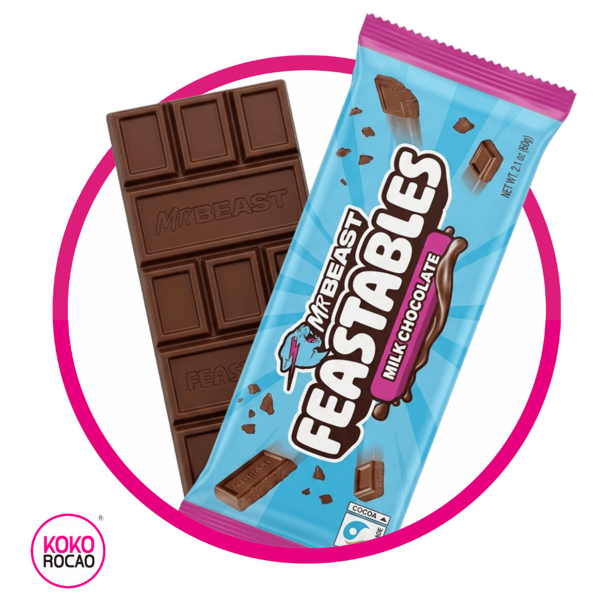 FEASTABLES MR BEAST MILK CHOCOLATE BARRA 60GR