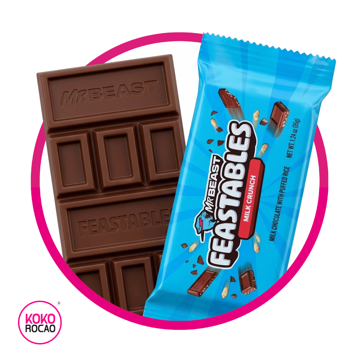 FEASTABLES MR BEAST MILK CRUNCH CHOCOLATE BARRA 35 GR