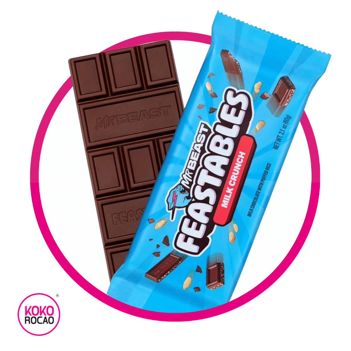 FEASTABLES MR BEAST MILK CRUNCH CHOCOLATE BARRA 60GR