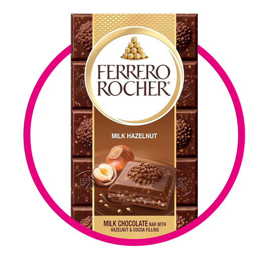 FERRERO ROCHER MILK HAZELNUT CHOCOLATE CAJA 90G