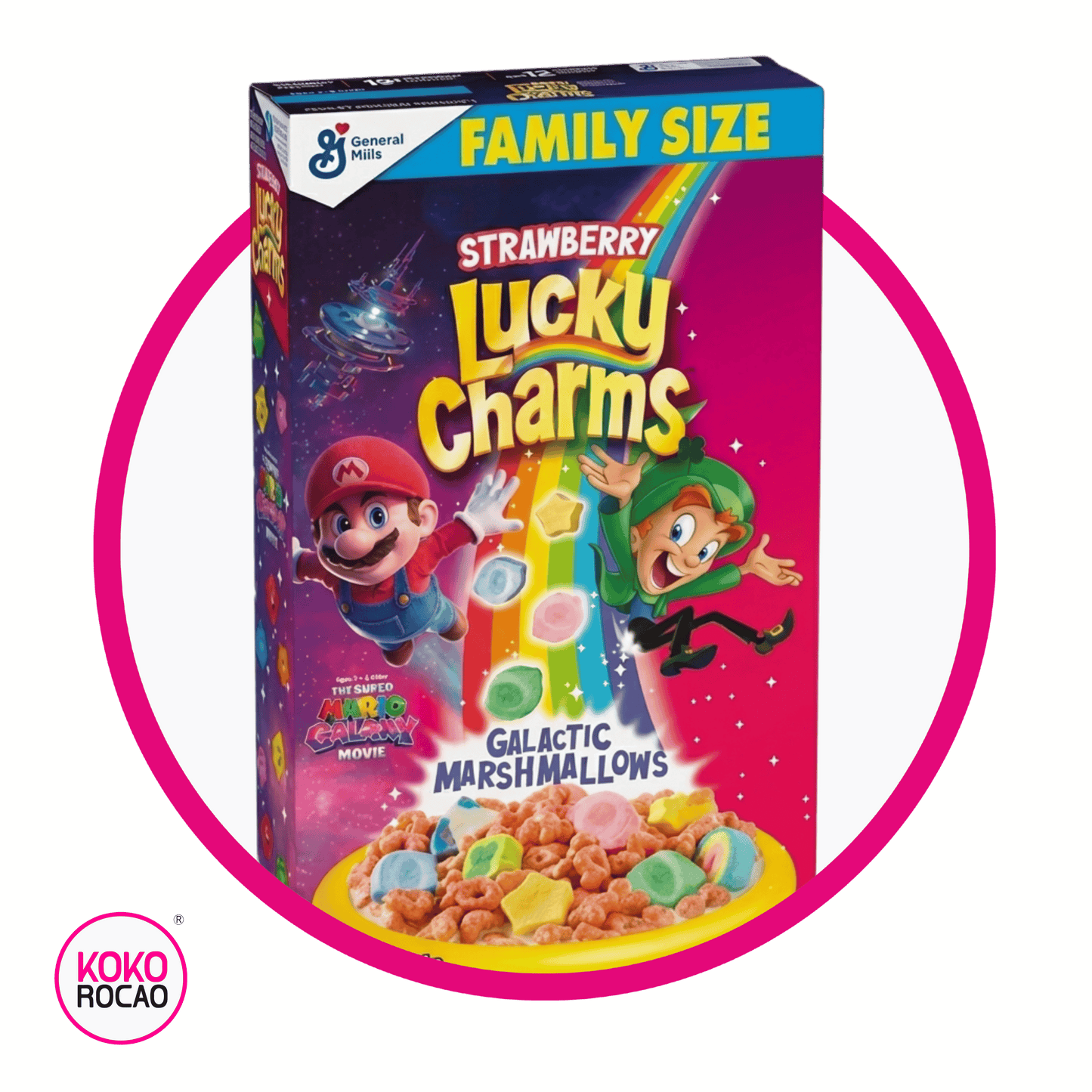 GENERAL MILLS LUCKY CHARMS MARIO STRAWBERRY CEREAL CAJA 527GR