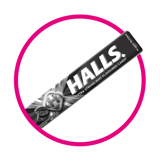 HALLS BLACK HARD CANDY PAQUETE 34GR