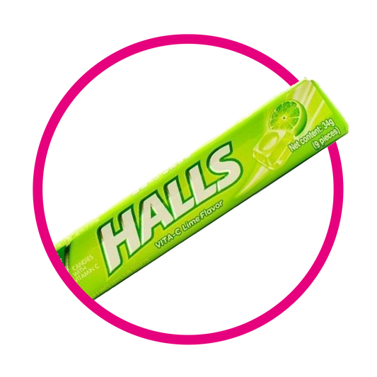 HALLS GREEN LEMON HARD CANDY PAQUETE 34GR