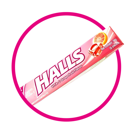 HALLS PINK TORONJA HARD CANDY PAQUETE 34GR