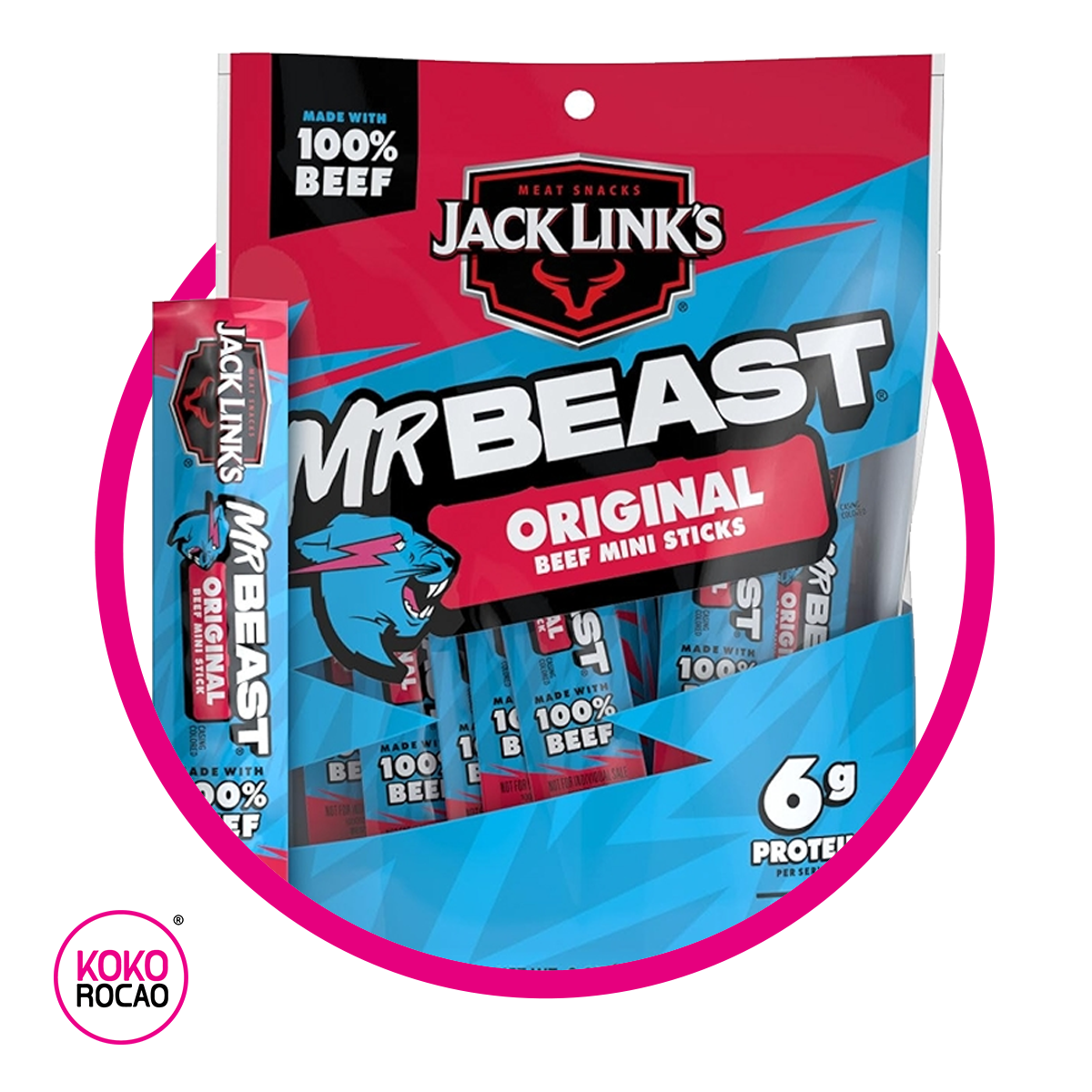 JACK LINKS MR BEAST ORIGINAL MINI STICKS SNACKS BOLSA 170GR