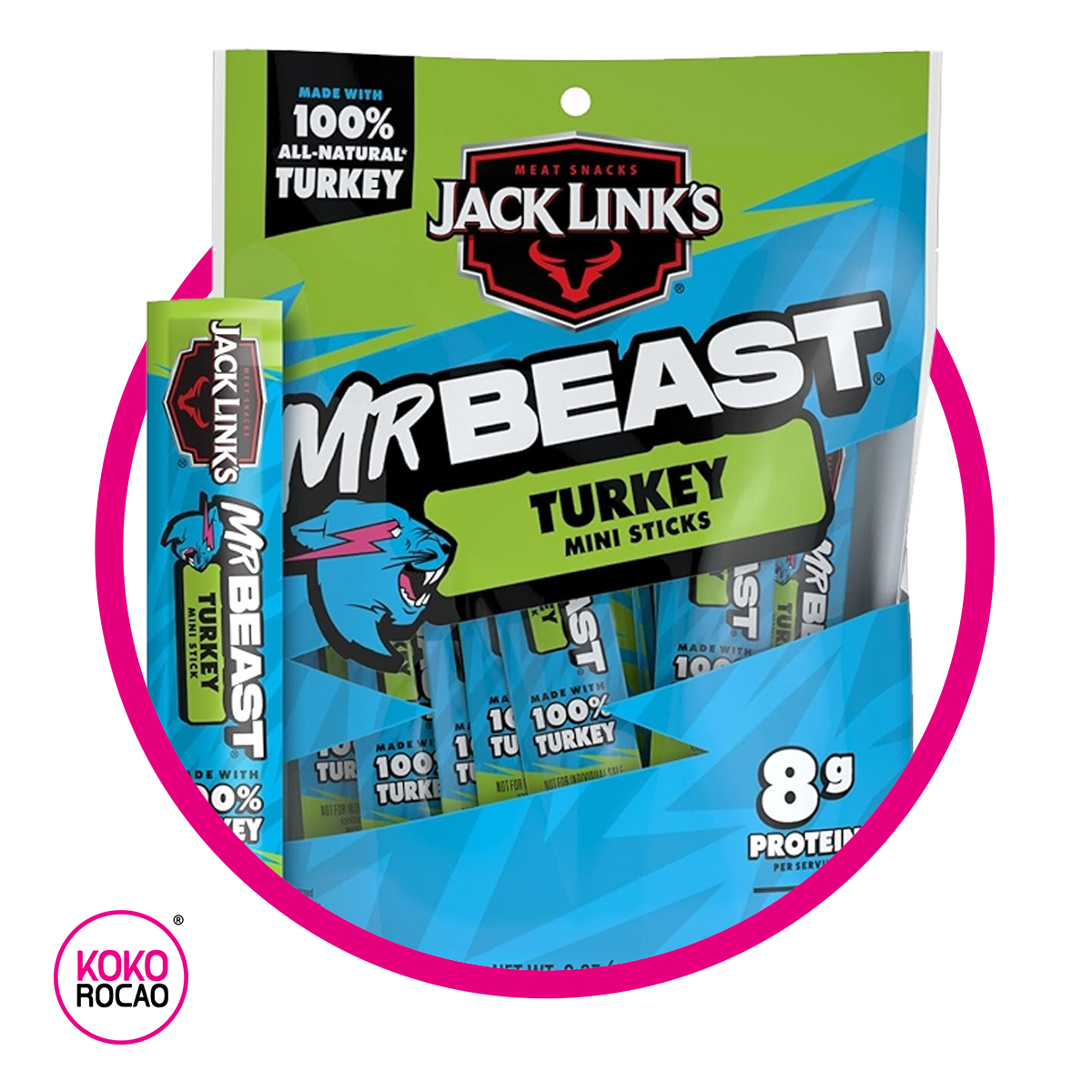 JACK LINKS MR BEAST TURKEY MINI STICKS SNACKS BOLSA 170GR