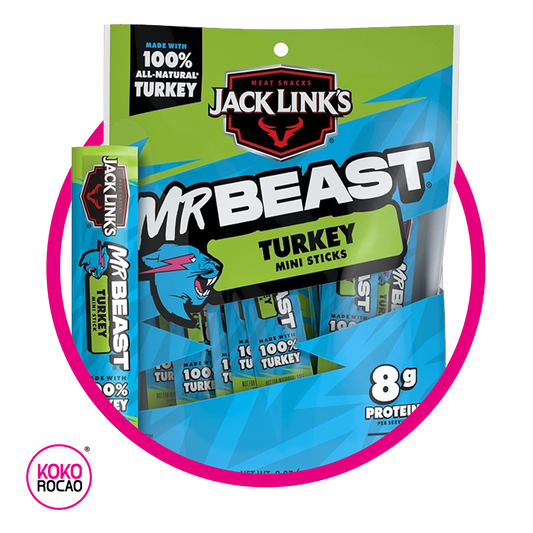 JACK LINKS MR BEAST TURKEY MINI STICKS SNACKS BOLSA 170GR