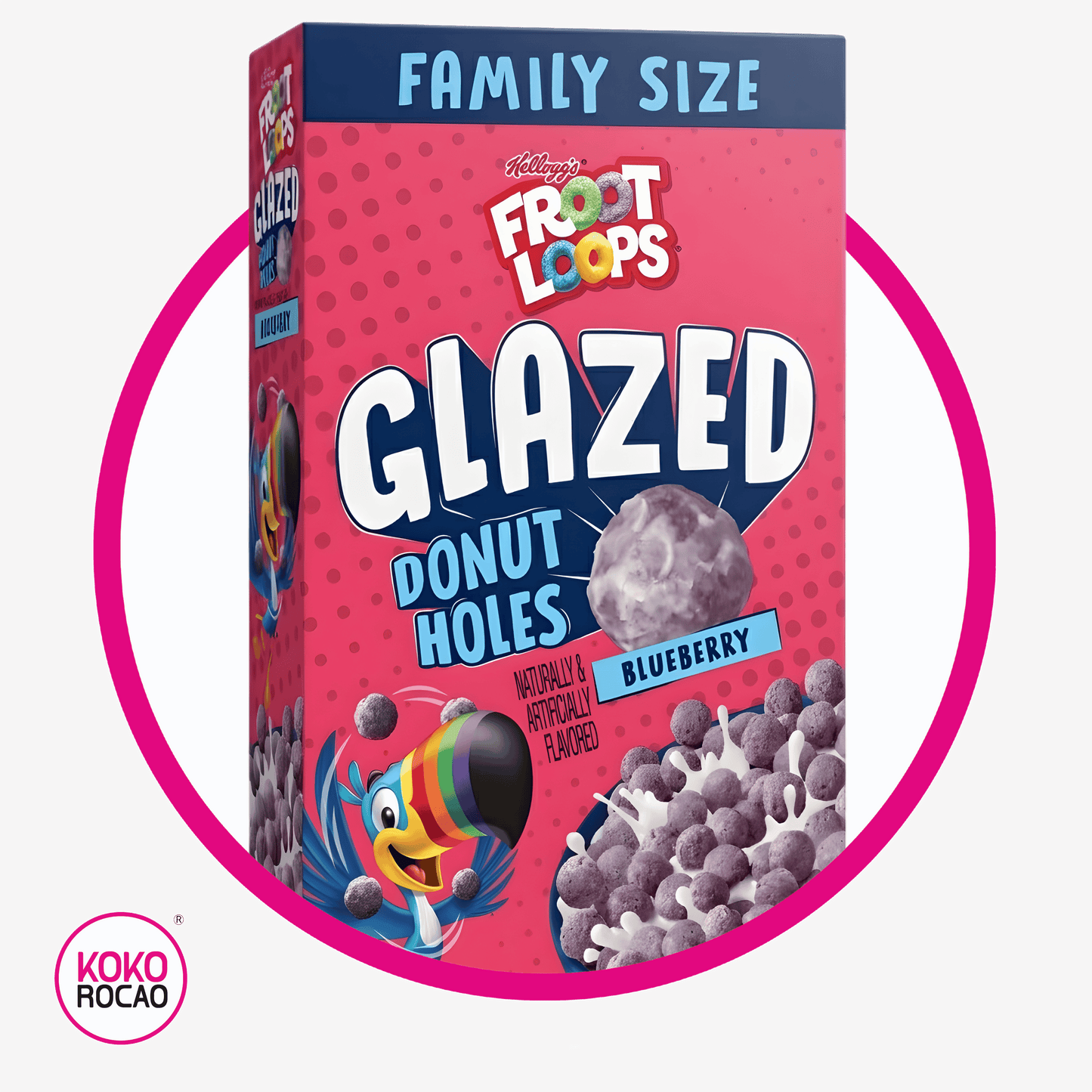 KELLOGGS FROOT LOOPS GLAZED DONUT HOLES CEREAL CAJA 504GR