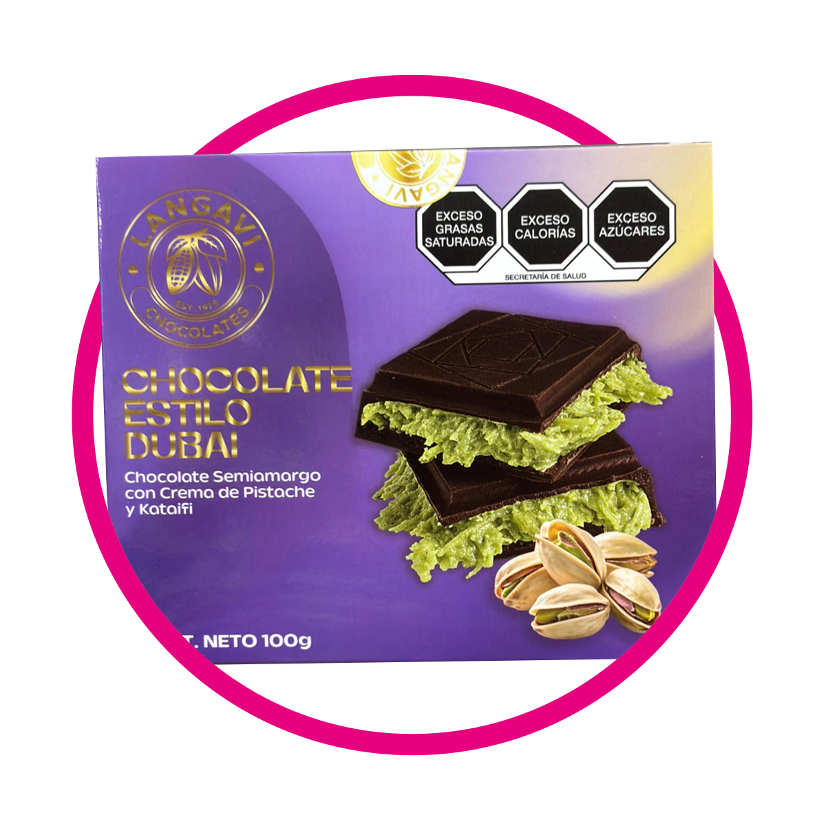 LANGAVI DUBAI CHOCOLATE AMARGO CAJA 100G $3