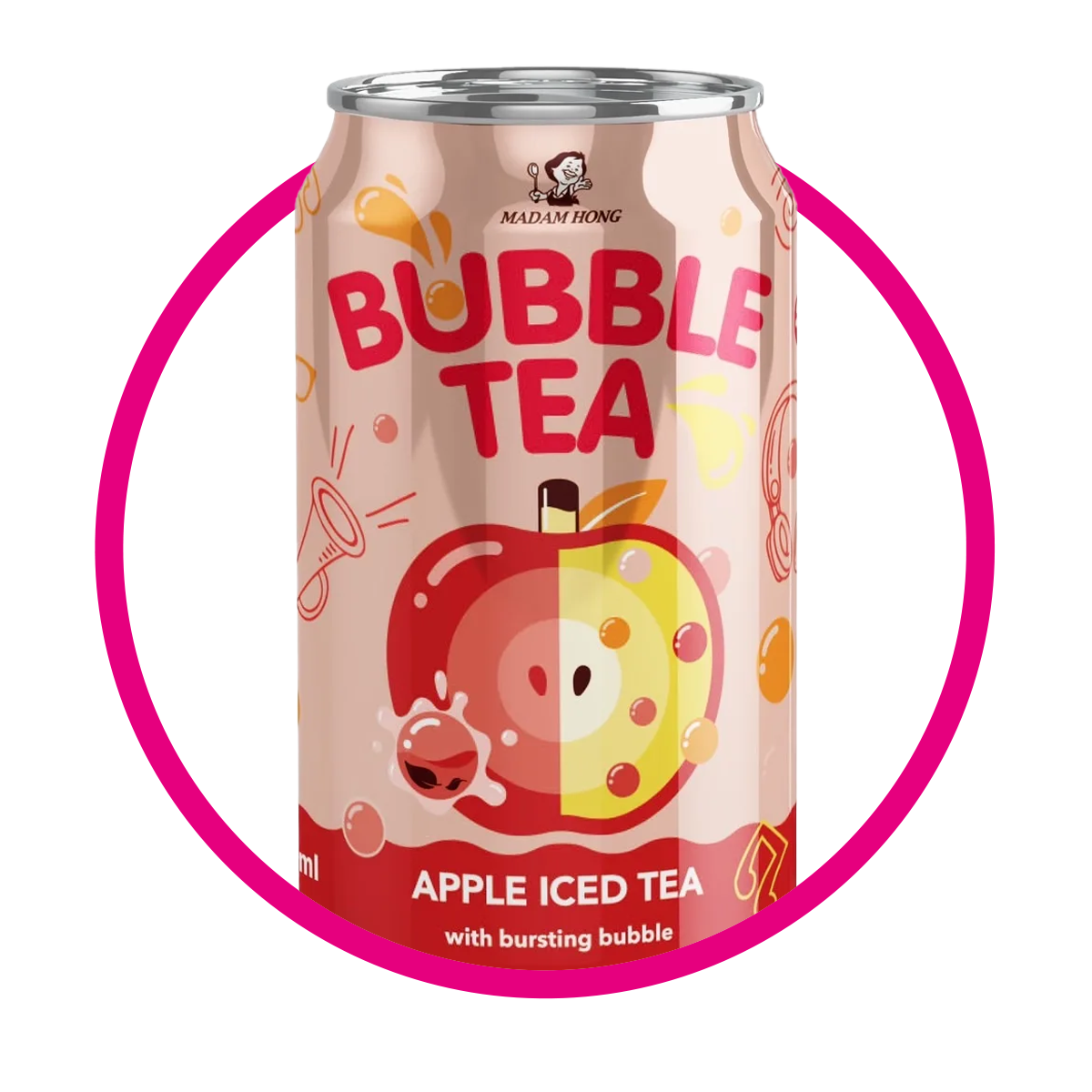 MADAM HONG BUBBLE TEA APPLE JUICE LATA 320 ML