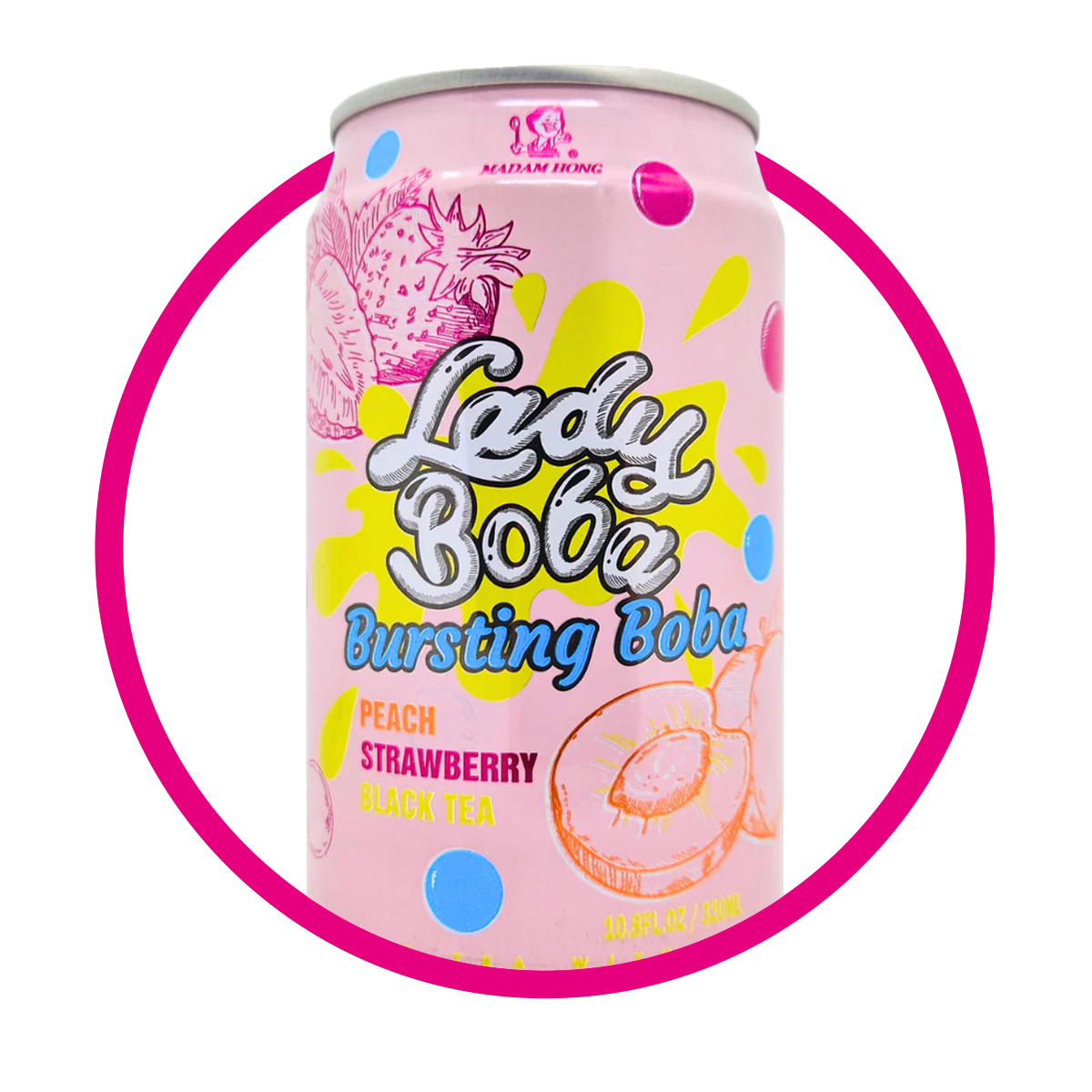 MADAM LADY BOBA PEACH&STRAWBERRY JUICE LATA 320 ML