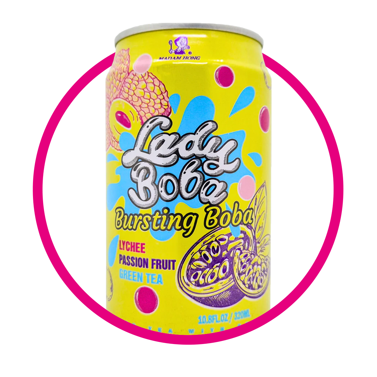 MADAM LADY BOBA LYCHEE&MARACUYA JUICE LATA 320 ML