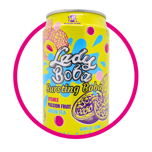 MADAM LADY BOBA LYCHEE&MARACUYA JUICE LATA 320 ML