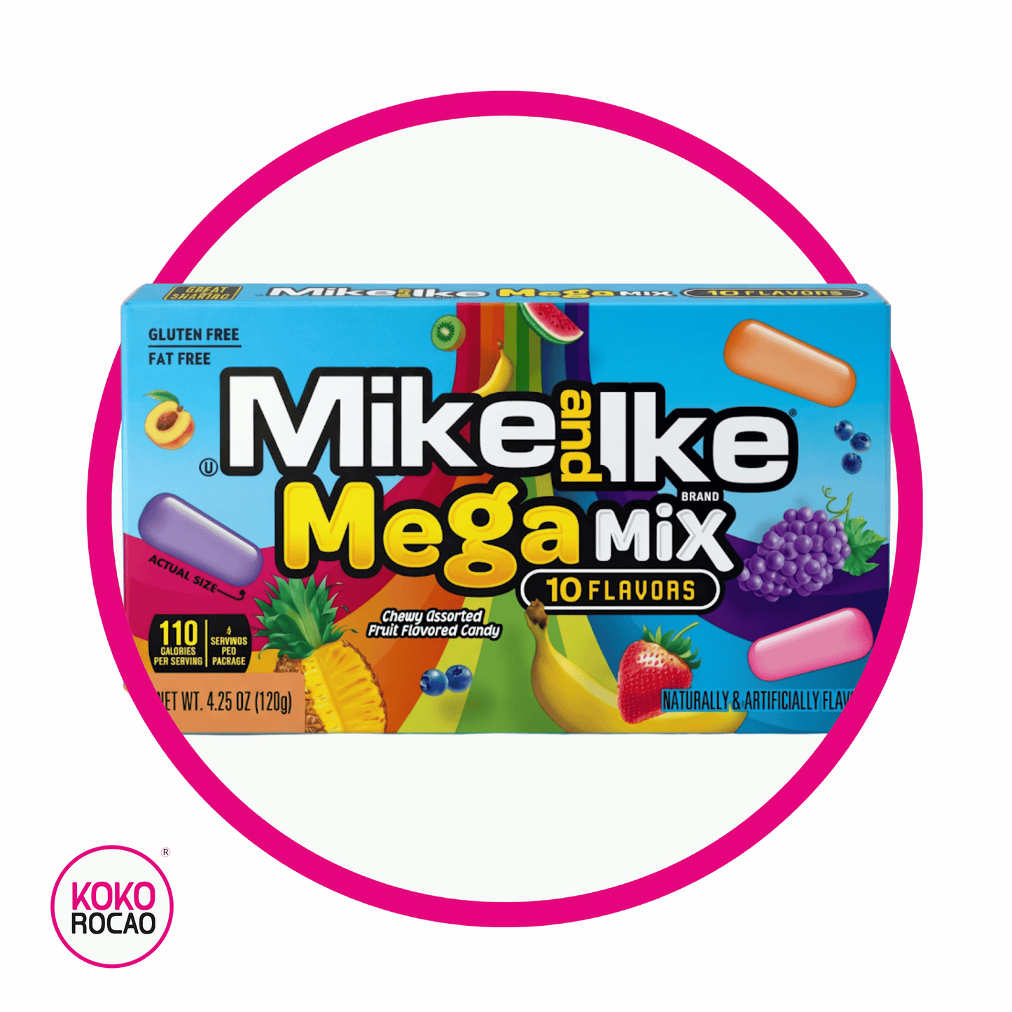 MIKE AND IKE MEGA MIX 10 SABORES ASSORTED CAJA 120GR