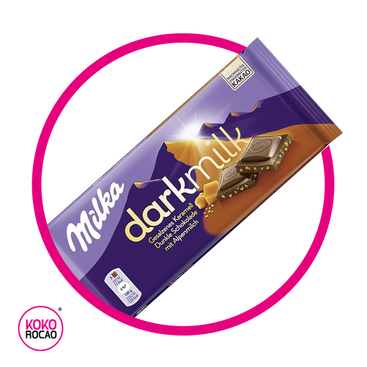 MILKA DARKMILK ALPENMILCK KARAMEL CHOCOLATE 85GR&