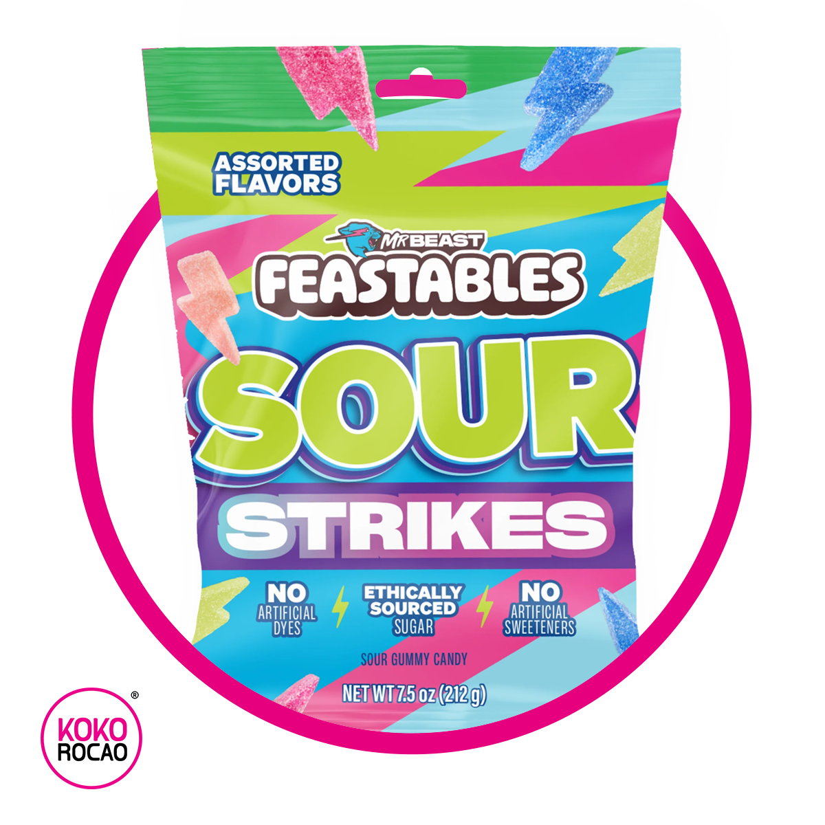 MR BEAST FEASTABLES SOUR STRIKES ASSORTED GUMMY BOLSA 212GR