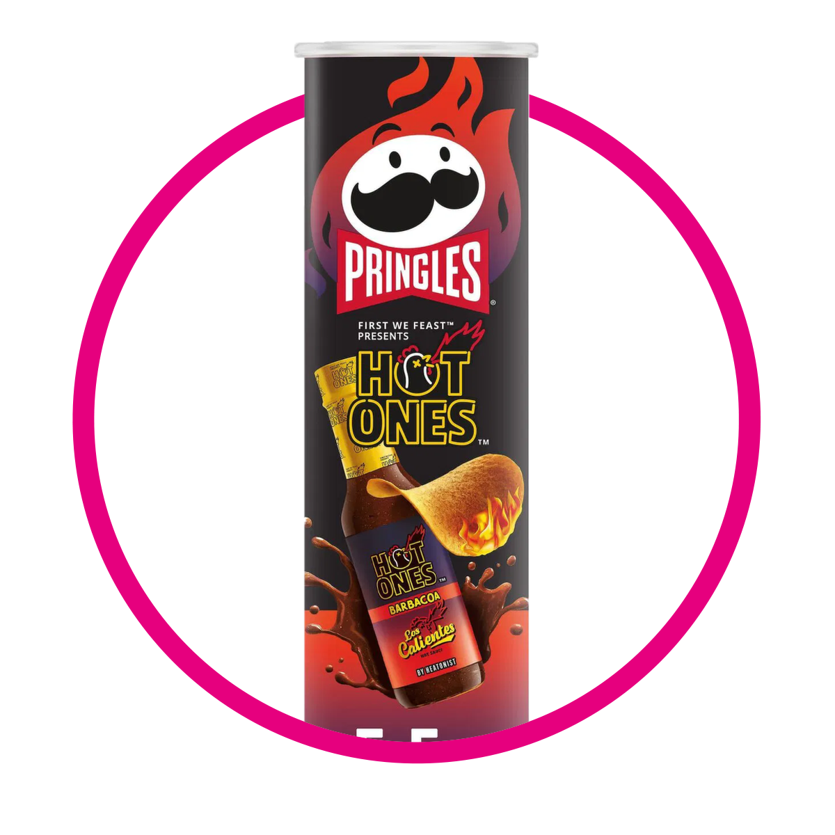 PRINGLES HOT ONES BARBACOA SNACKS LATA 158RG @