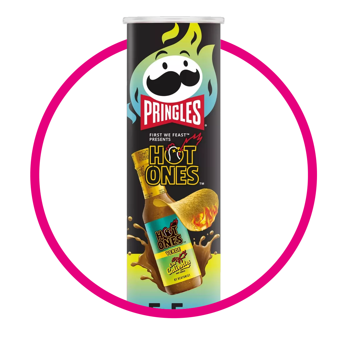 PRINGLES HOT ONES GREEN SAULCE SNACKS LATA 158GR