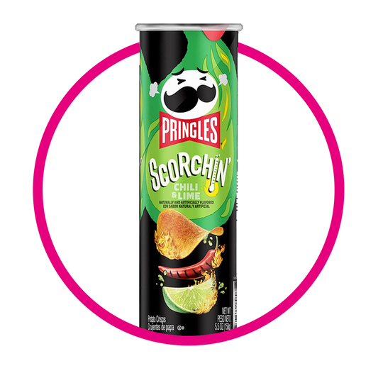 PRINGLES SCORCHIN HOT CHILI LIME SNACKS LATA 158GR