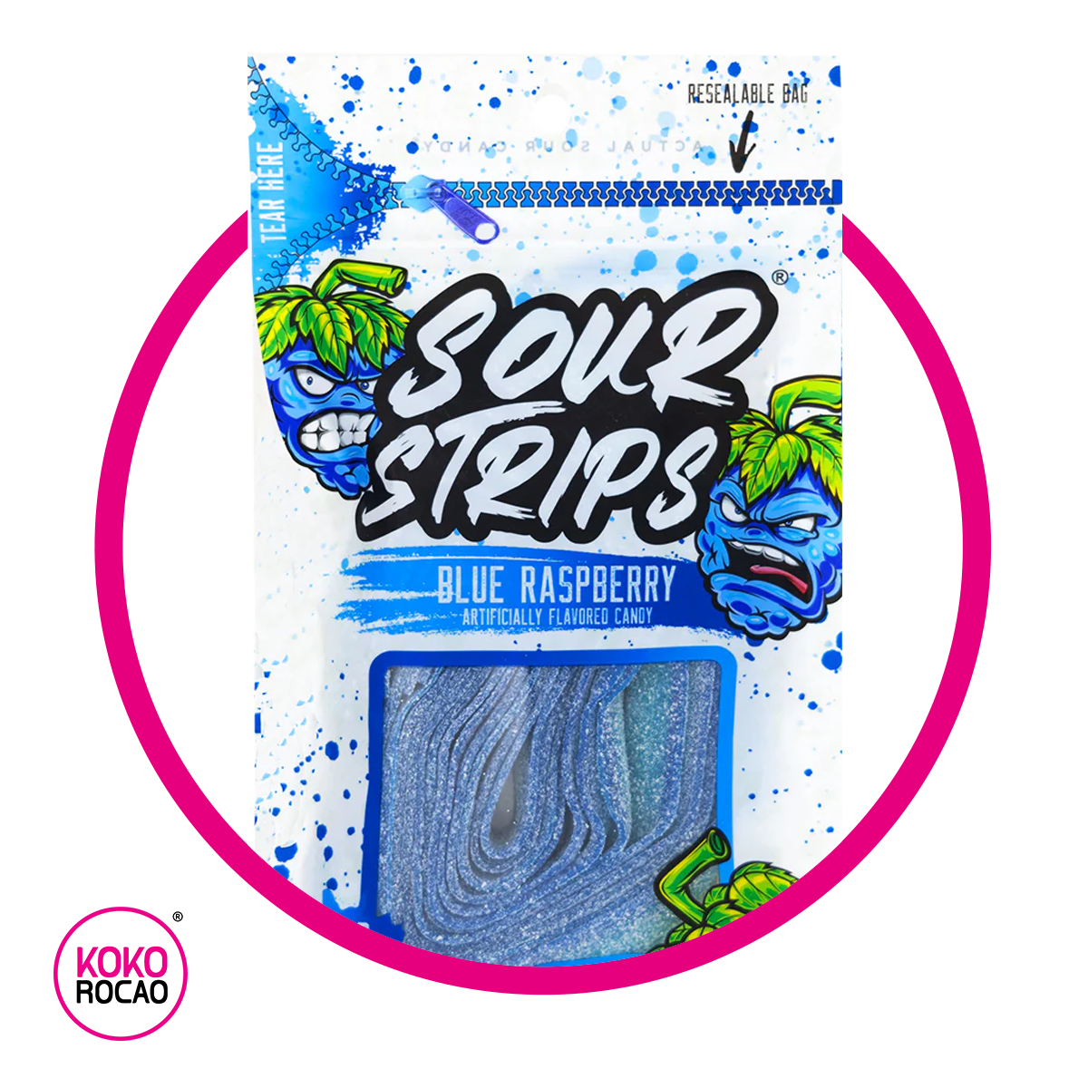 SOUR STRIPS BLUE RASPBERRY GUMMY BOLSA 96GR