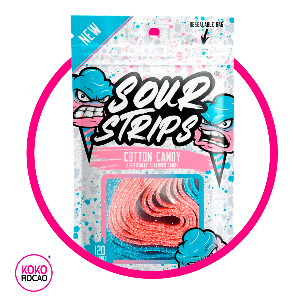 SOUR STRIPS COTTON CANDY GUMMY BOLSA 96GR