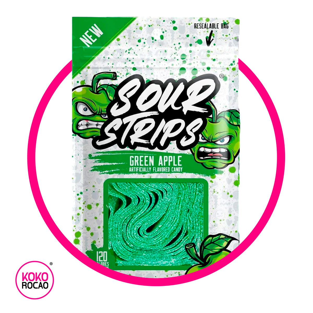SOUR STRIPS GREEN APPLE GUMMY BOLSA 96GR