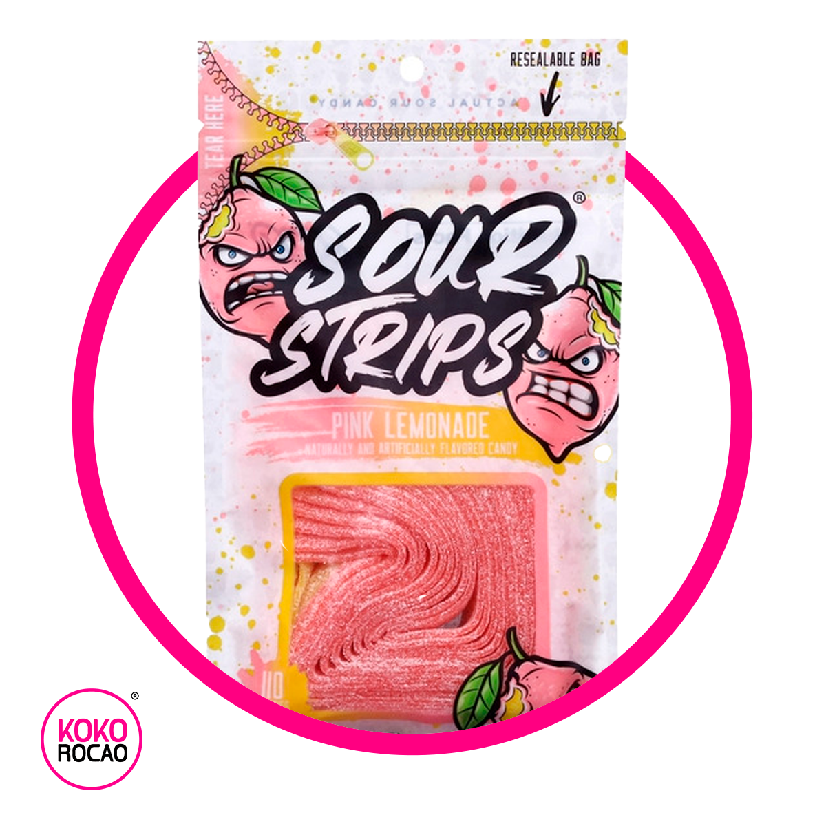 SOUR STRIPS PINK LEMONADE GUMMY BOLSA 96G