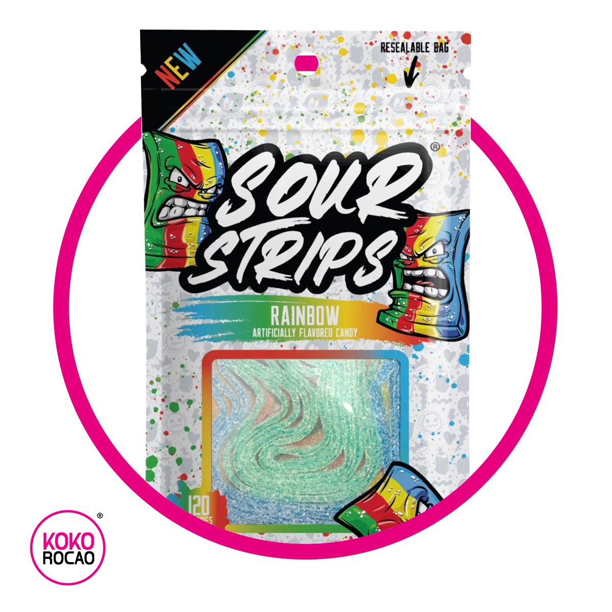 SOUR STRIPS RAINBOW GUMMY BOLSA 96G