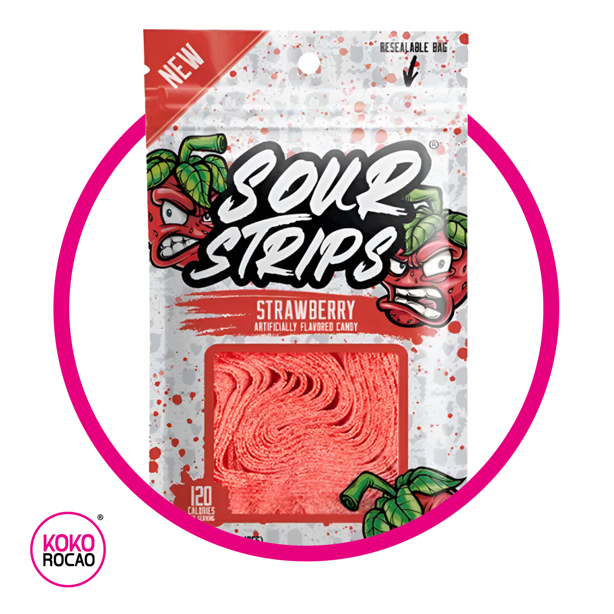 SOUR STRIPS STRAWBERRY GUMMY BOLSA 96GR