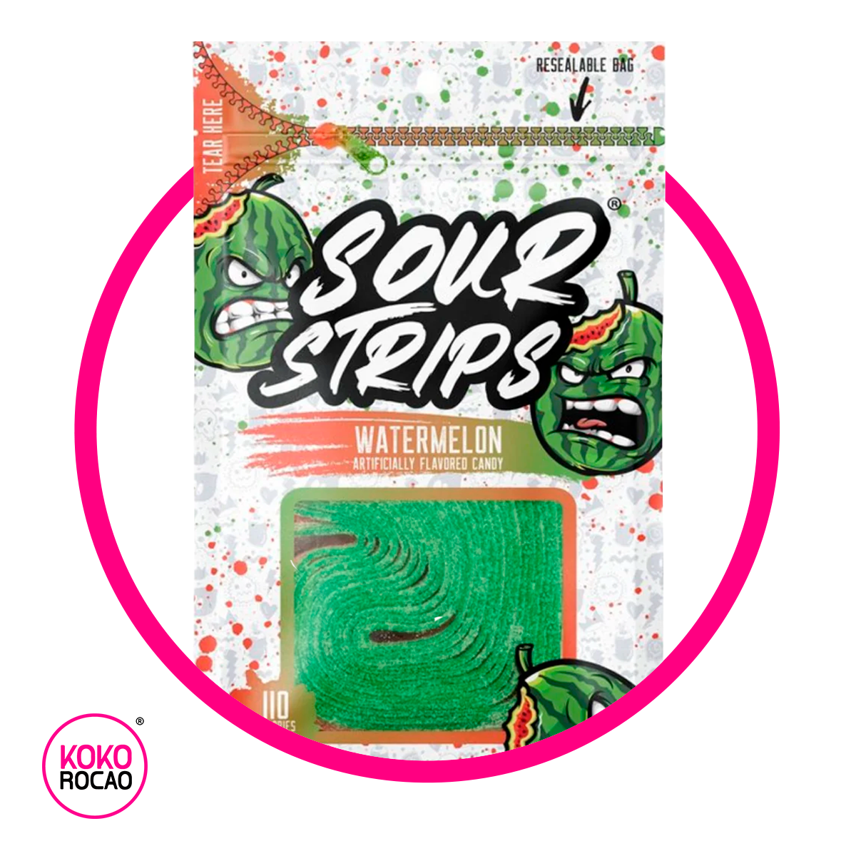 SOUR STRIPS WATERMELON GUMMY BOLSA 96GR