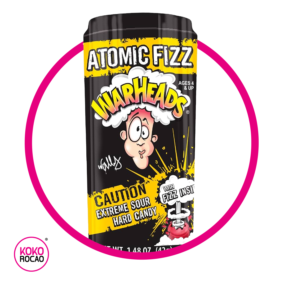 WARHEADS ATOMIC FIZZ HARD CANDY BOTE 42GR