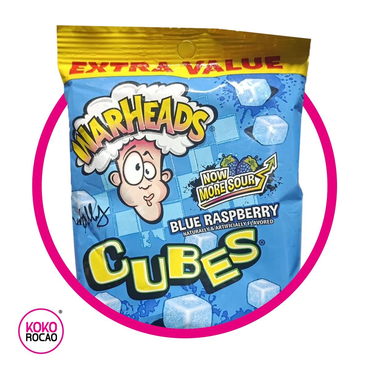 WARHEADS CUBES BLUE RASPBERRY GUMMY BOLSA 127GR